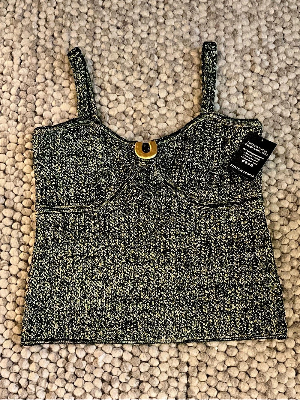 Boston Proper Hardware Marled Sweater Tank Black & Green Large